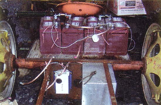 
Four powerful batteries replaced a 5 gallon gasoline tank, a radiator, a fan and a 12 horsepower internal-combustion engine in Ron Khosla’s solar-powered antique Allis-Chalmers Model G tractor.
